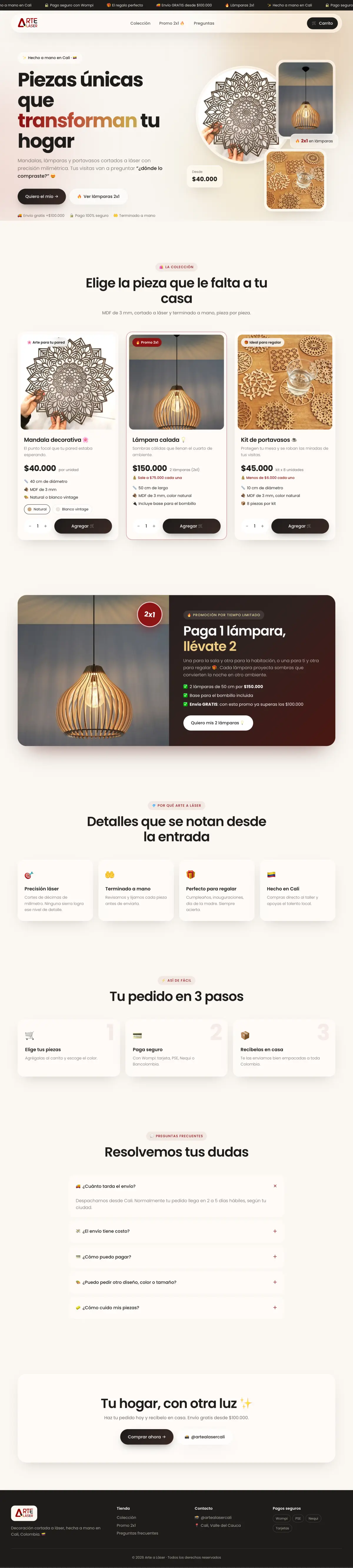 Página Arte a Láser creada con IA